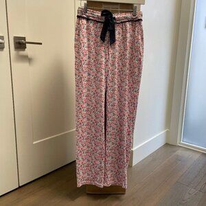 la Vie en Rose Floral Print Polyester Pajama Bottoms in Pink White Blue Sz XS